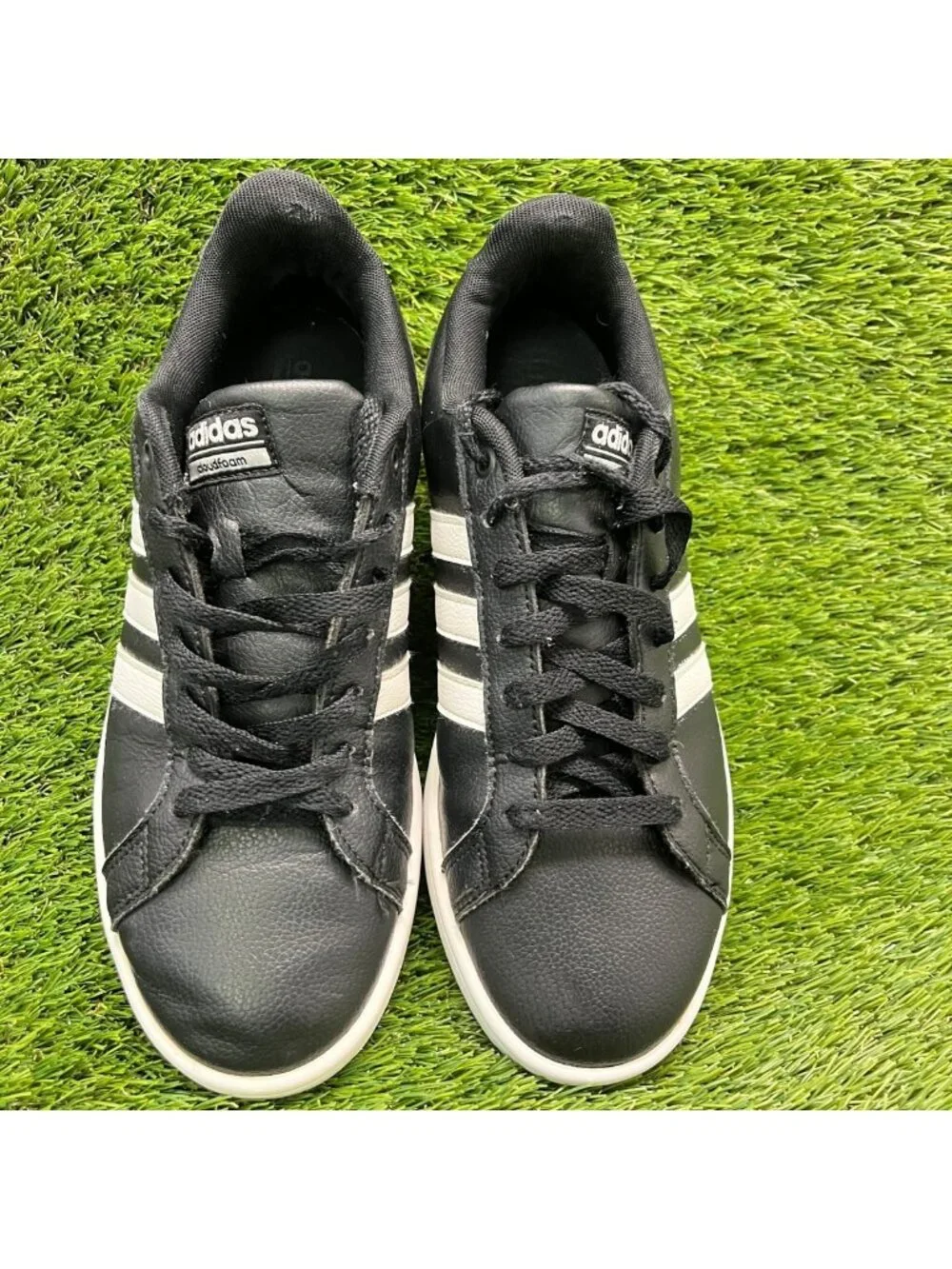 Adidas Cloudfoam Advantage Mens Size 8 Black White Athletic Shoes Sneakers